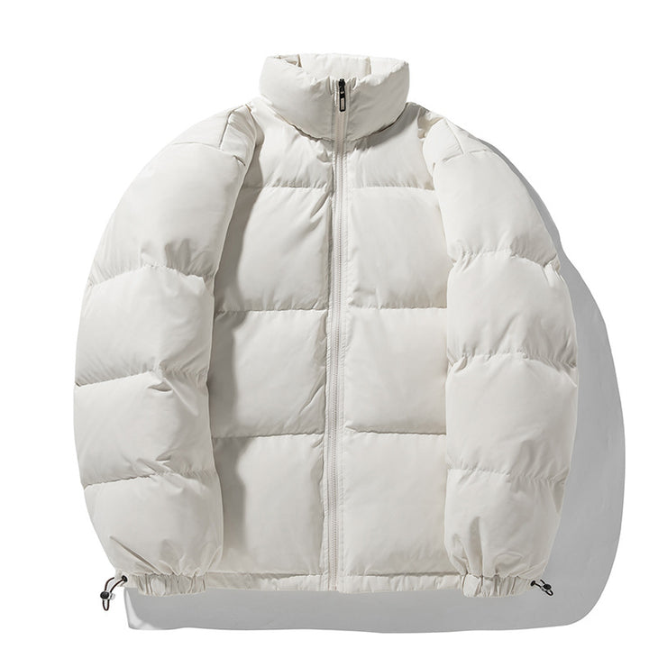 Unisex Oversize Padded Quilted Jacket with High Standing Collar, Drawstring Hem, and Full Zip Mune Fashion
