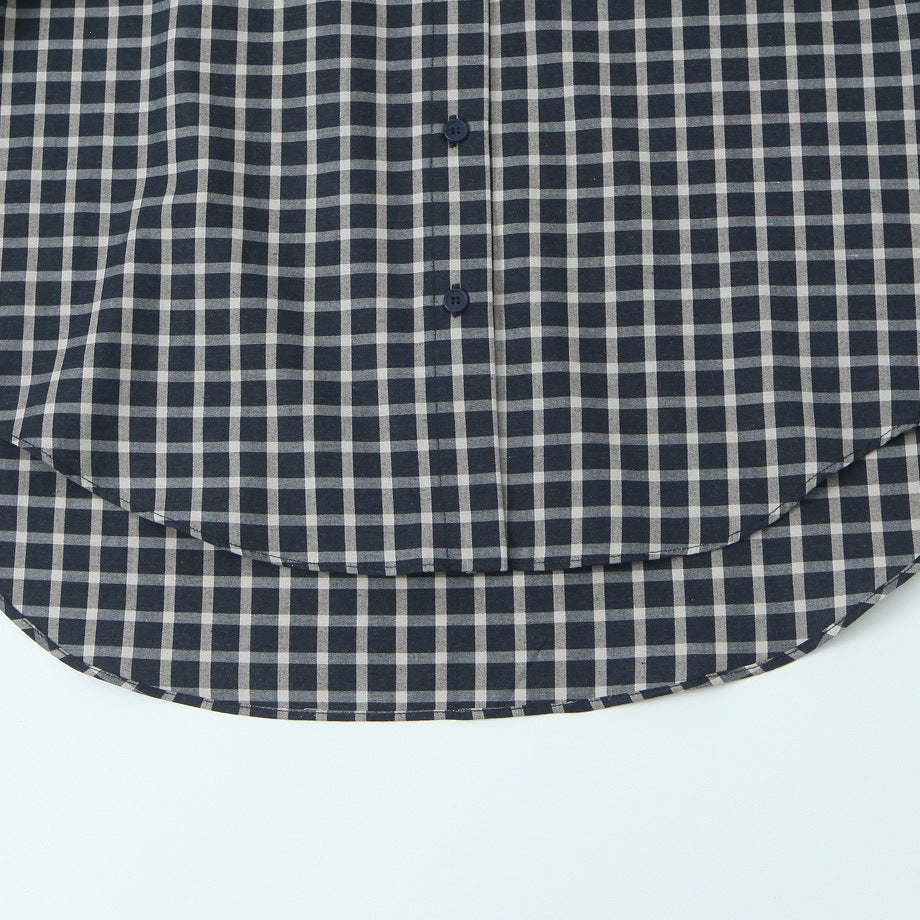 Women Checked Blouse Shirt with Asymmetrical Scarf Detail Mune Fashion