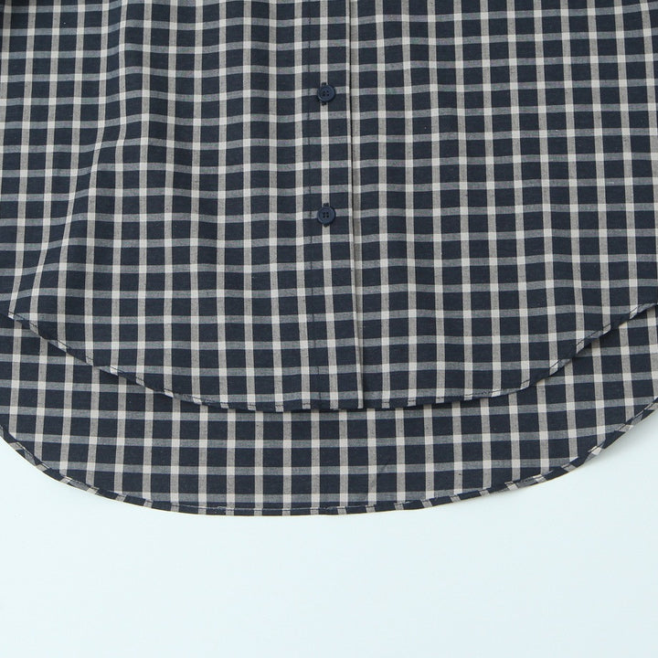 Women Checked Blouse Shirt with Asymmetrical Scarf Detail Mune Fashion