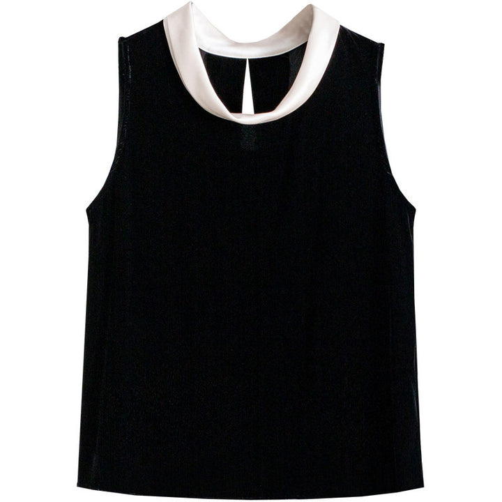 Ladies Elegant Velvet Blouse with Silk Collar Drune