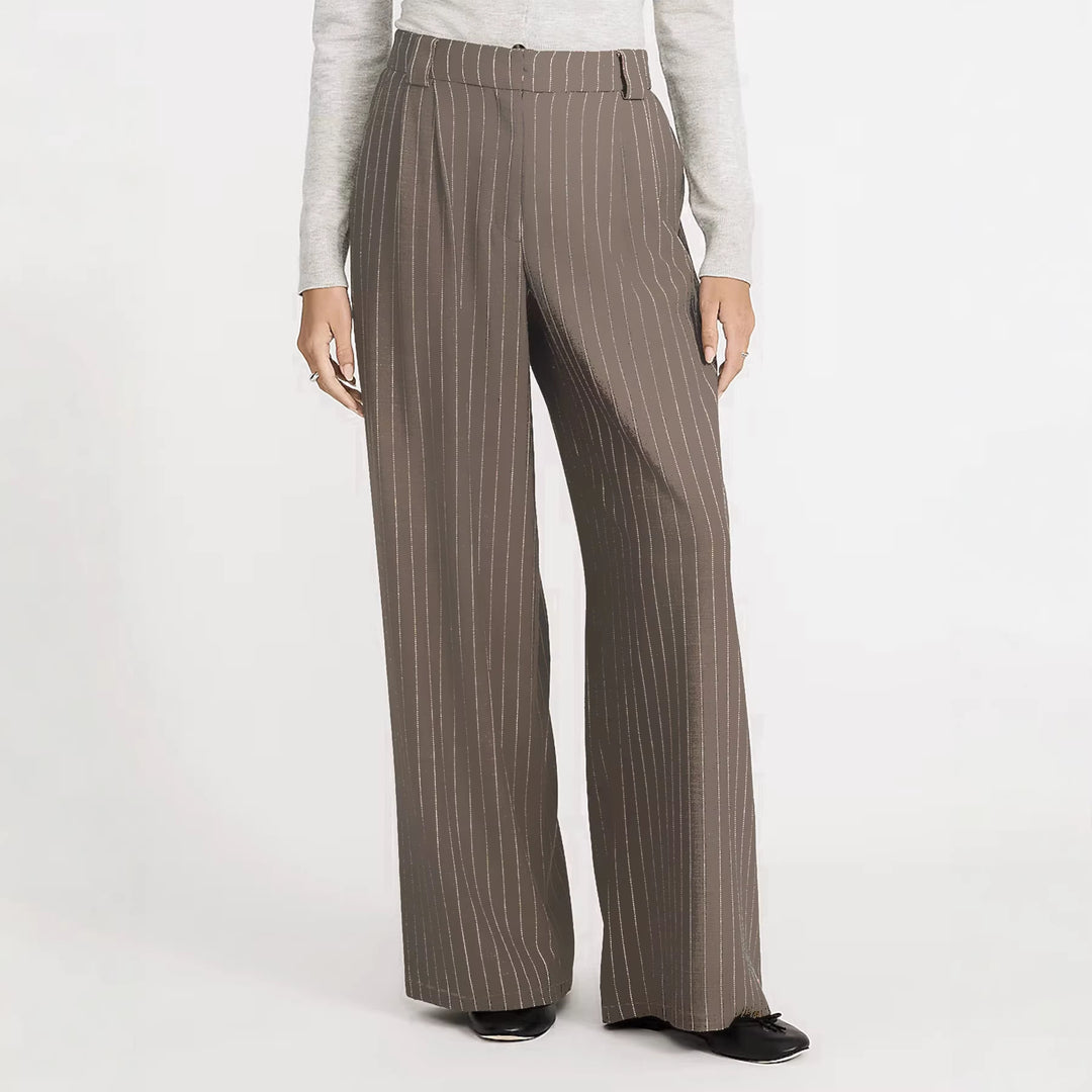 Women High-waisted wide suit pants with pleats and pinstripes Mune Fashion
