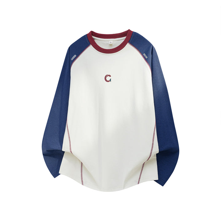 Unisex Raglan sweatshirt with contrasting sleeves, round neck and decorative flatlock stitching lines Mune Fashion