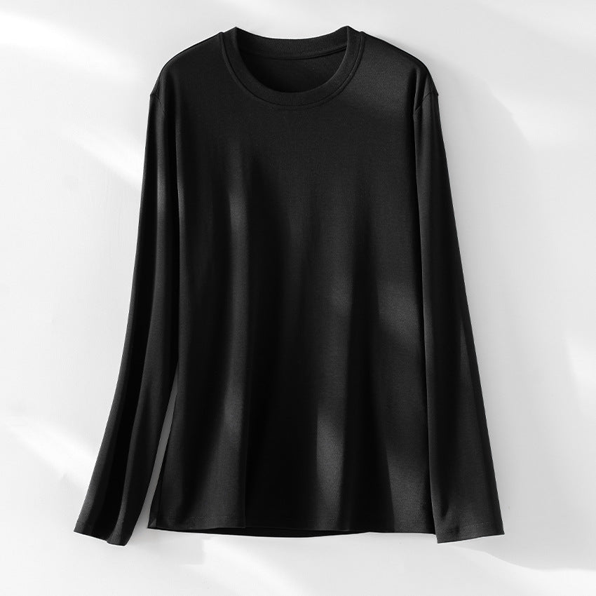 Women's Long Sleeve Round Neck Long Sleeve made of Modal Mix with Flowing Silhouette Mune Fashion