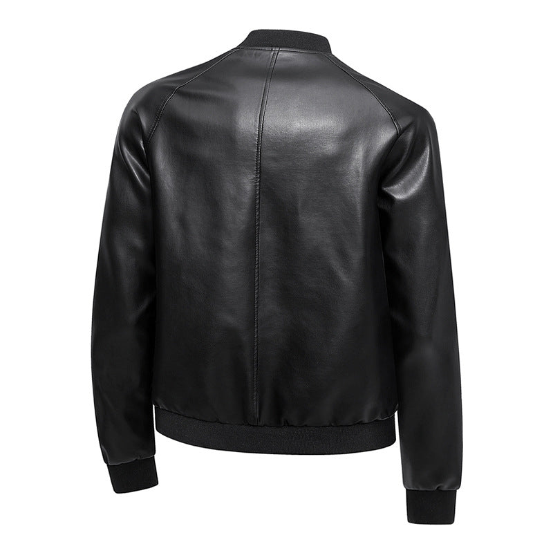 Men's High-Quality Faux Leather Bomber Jacket Mune Fashion