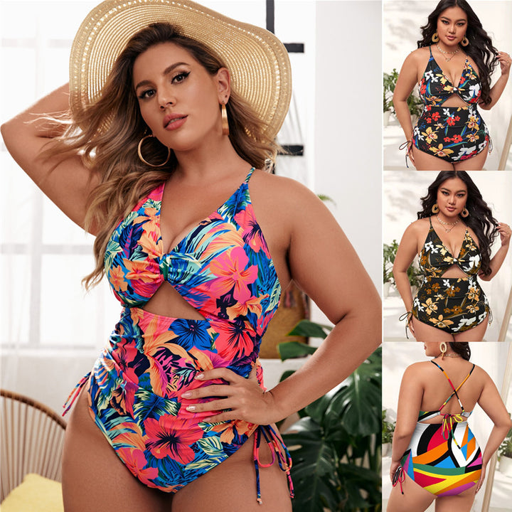 Women Cut-Out Swimsuit with Floral Accents Mune Fashion
