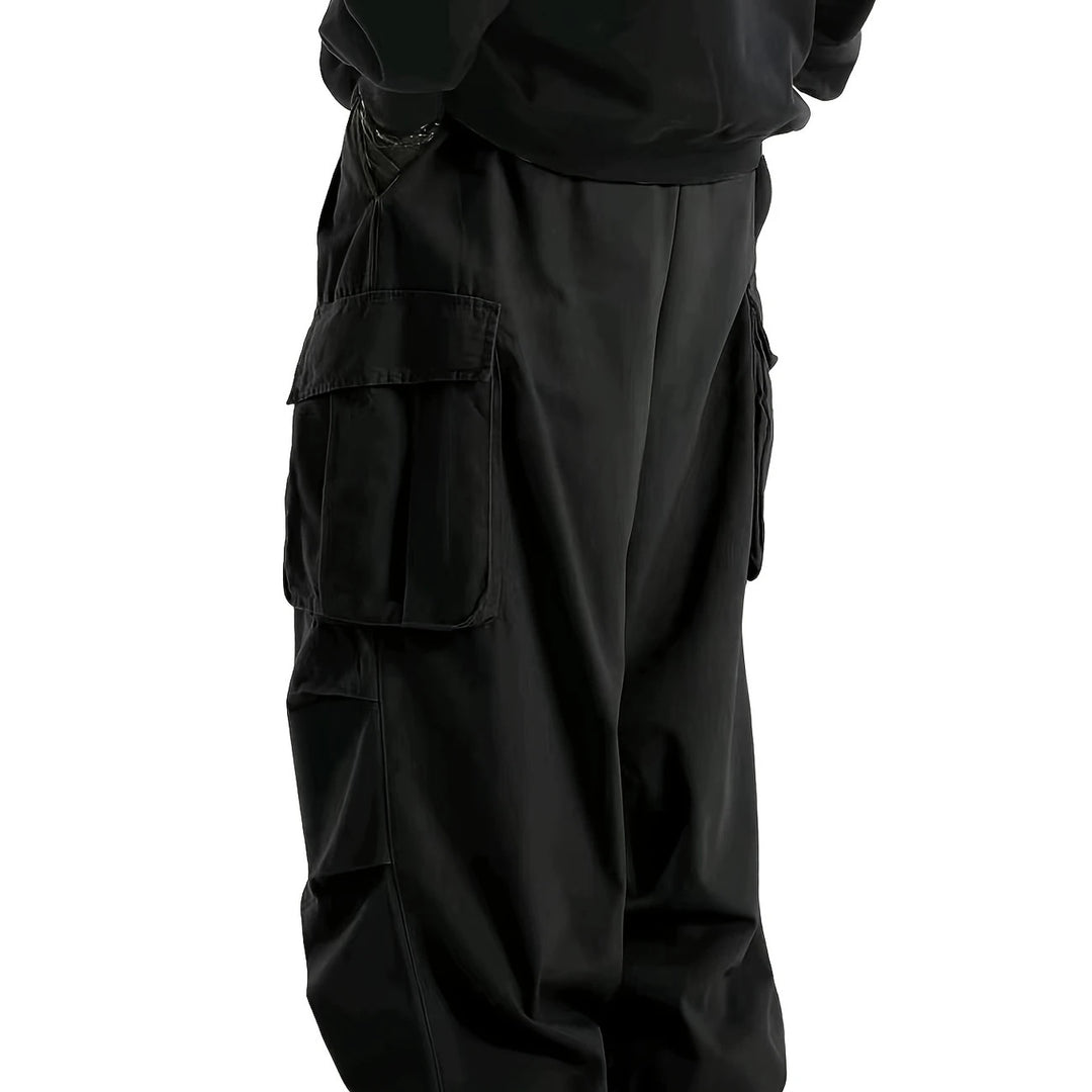 Men's Baggy Cargo Pants with oversized fit, elastic drawstring waistband & multiple flap pockets Mune Fashion