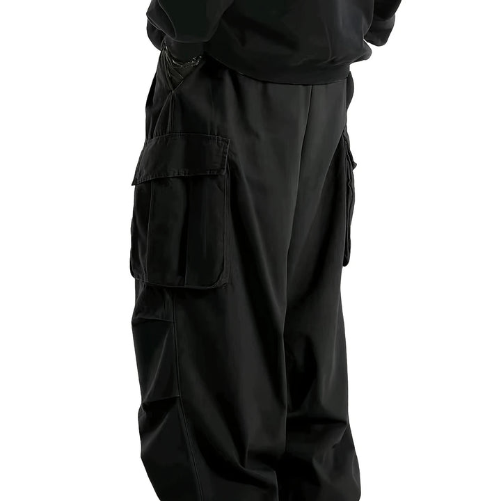 Men's Baggy Cargo Pants with oversized fit, elastic drawstring waistband & multiple flap pockets Mune Fashion