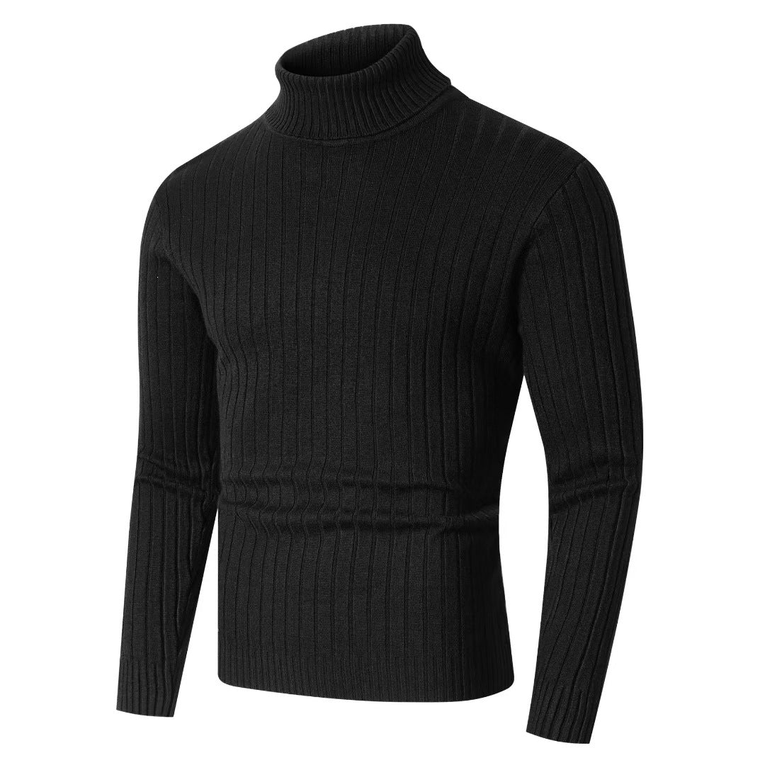Men's fitted turtleneck sweater in ribbed fine knit Mune Fashion