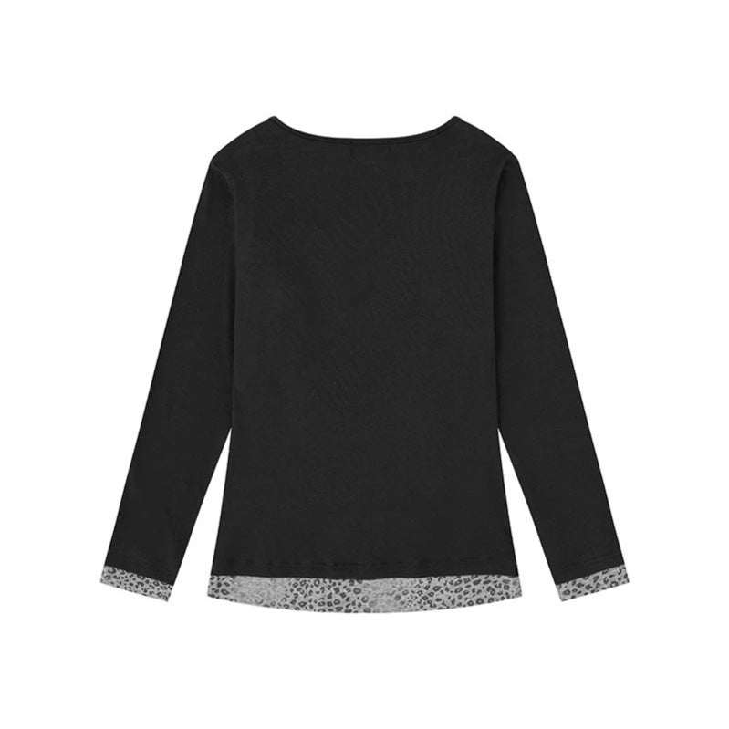 Women's Figure-Flattering Long Sleeve Shirt with Waterfall Draping and Animal Inside Lining Mune Fashion