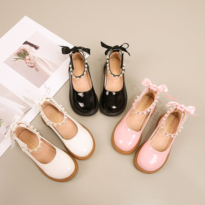Girls' ballerina shoes with pearl and bow detail Mune Fashion