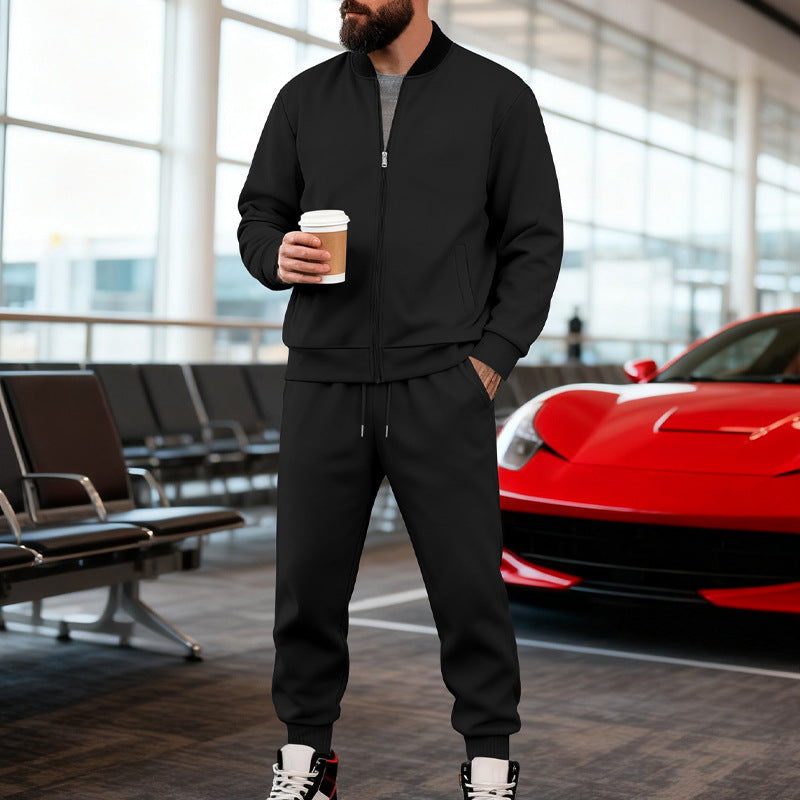 Men's sporty leisure suit made of soft cotton blend with zip jacket and elastic jogging pants Mune Fashion