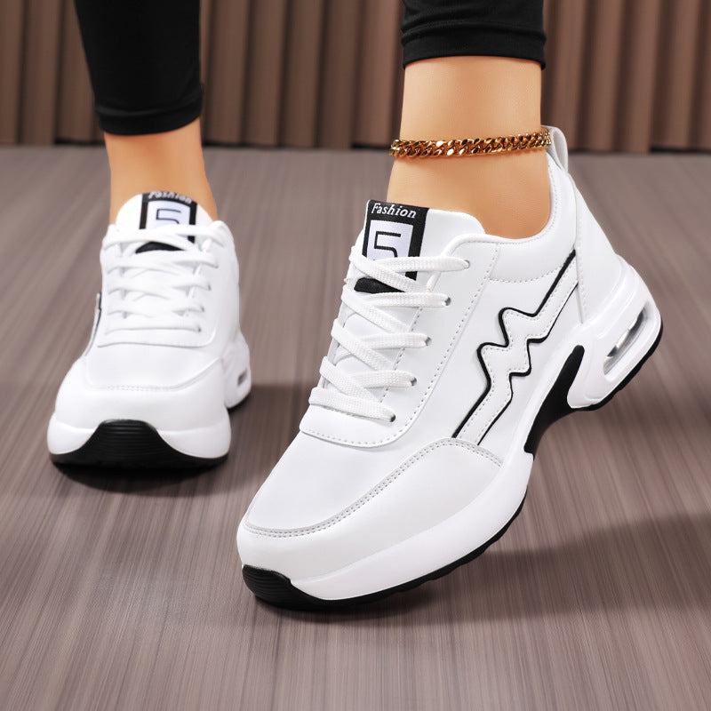 Women's fashionable sneakers with molded side wave, cushioned air capsule heel, and ergonomic platform footbed Mune Fashion