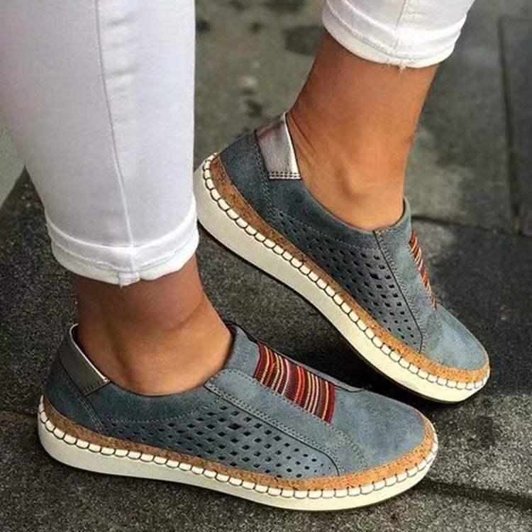 Women's perforated slip-on sneakers with elastic insert and cork-look platform Mune Fashion