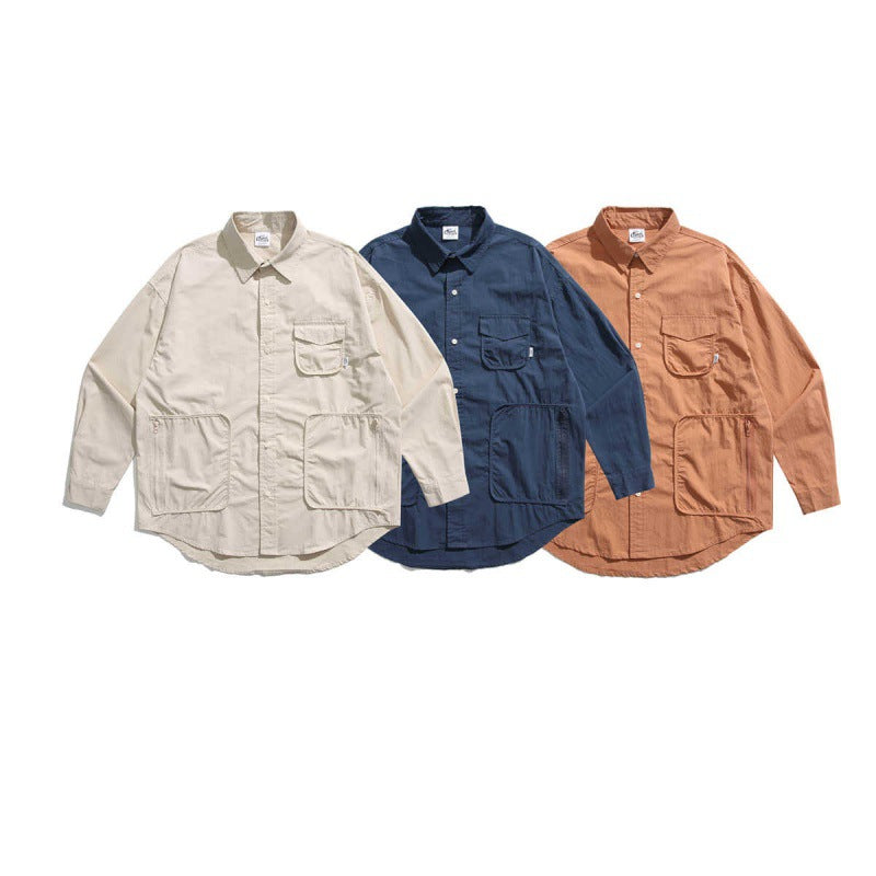 Unisex Boxy Overshirt Jacket with utility pockets, rounded hem, and oversized fit Mune Fashion