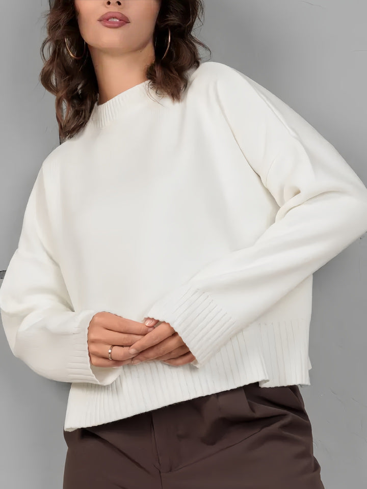 Women's Comfortable Knit Sweater with Round Neckline