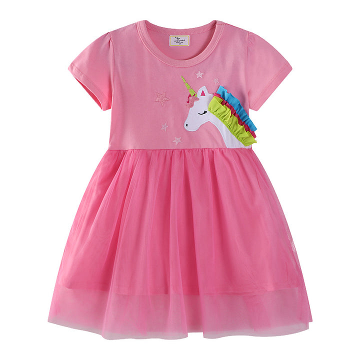 Girls tulle dress with unicorn appliqué Mune Fashion