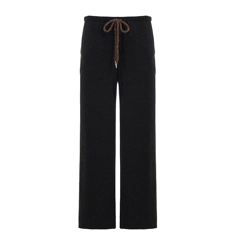 Ladies wide high-waist lounge pants with drawstring and flowing palazzo cut Mune Fashion