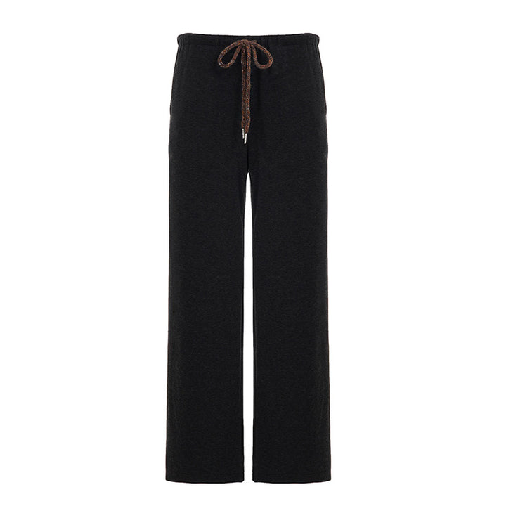 Ladies wide high-waist lounge pants with drawstring and flowing palazzo cut Mune Fashion