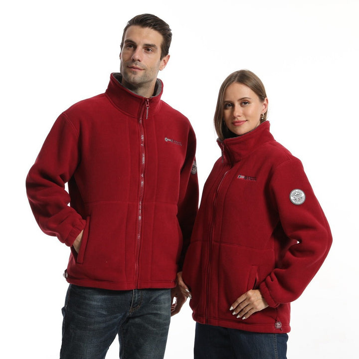 Men's fleece outdoor jacket with stand-up collar, full-length zipper, and elastic cuffs Mune Fashion