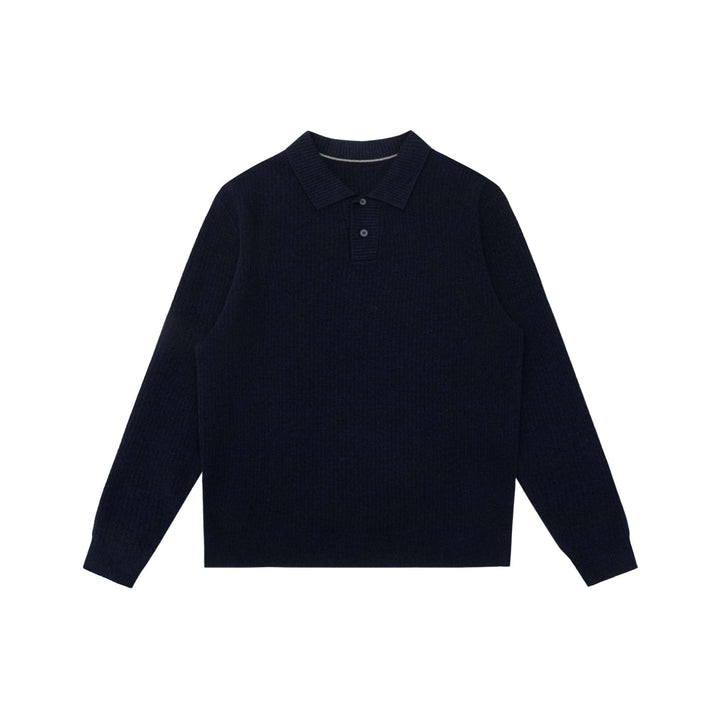Unisex Ribbed Polo Collar Sweater made of Fine Knit with Button Placket Mune Fashion