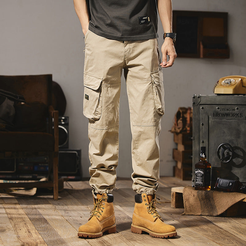 Men's Robust Utility Cargo Pants with Multiple Pockets, Reinforced Knee Panels and Straight Leg Mune Fashion