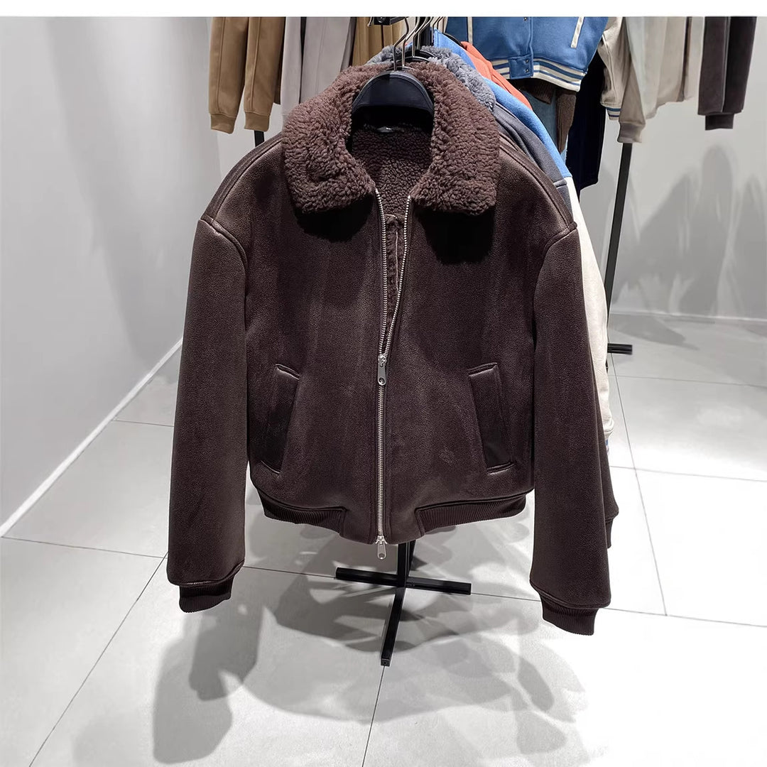 Men's Quilted Bomber Jacket with Teddy Collar and Ribbed Cuffs Mune Fashion