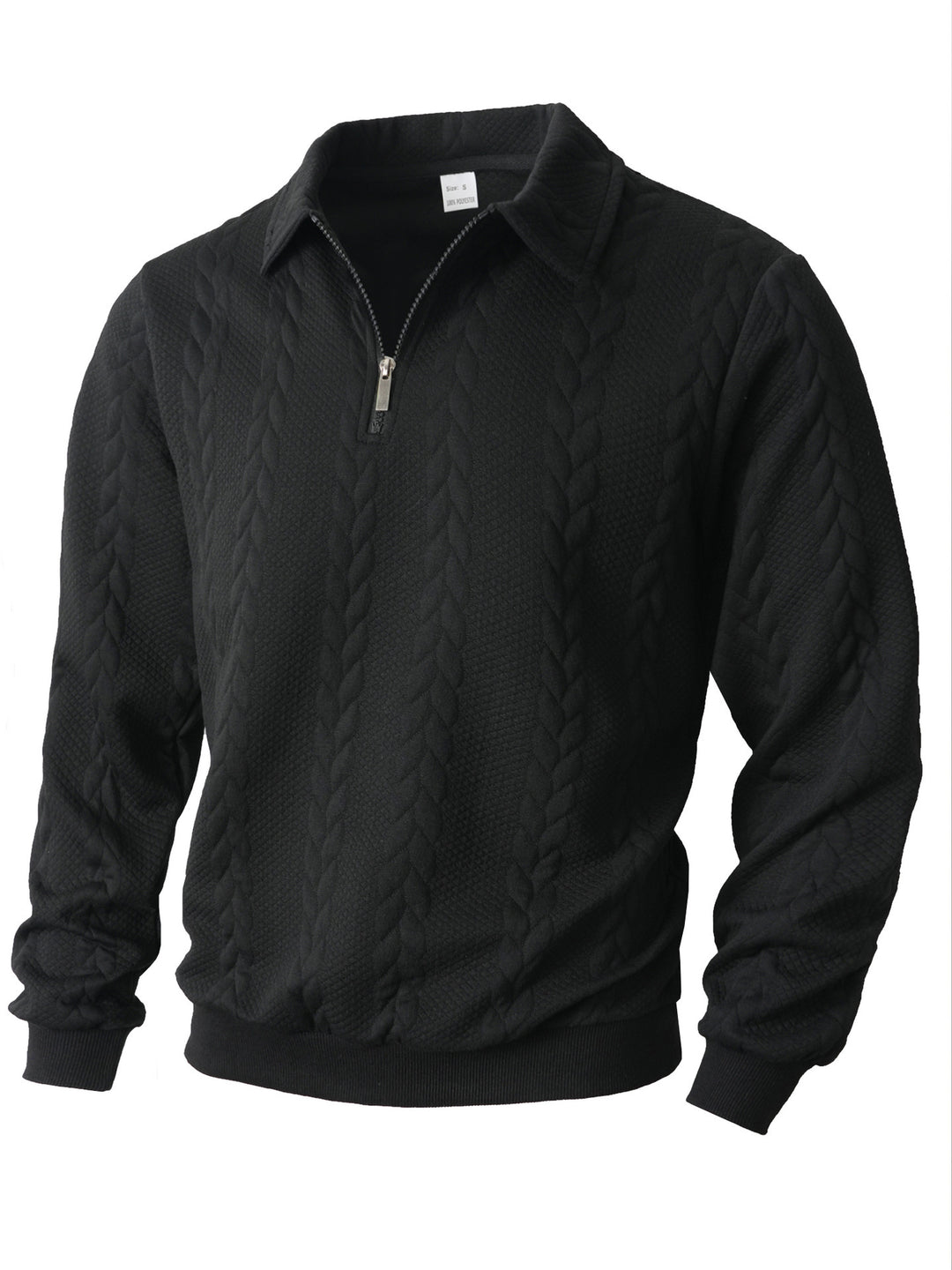 Men's half-zip pullover with kent collar, cable knit structure and ribbed hem Mune Fashion