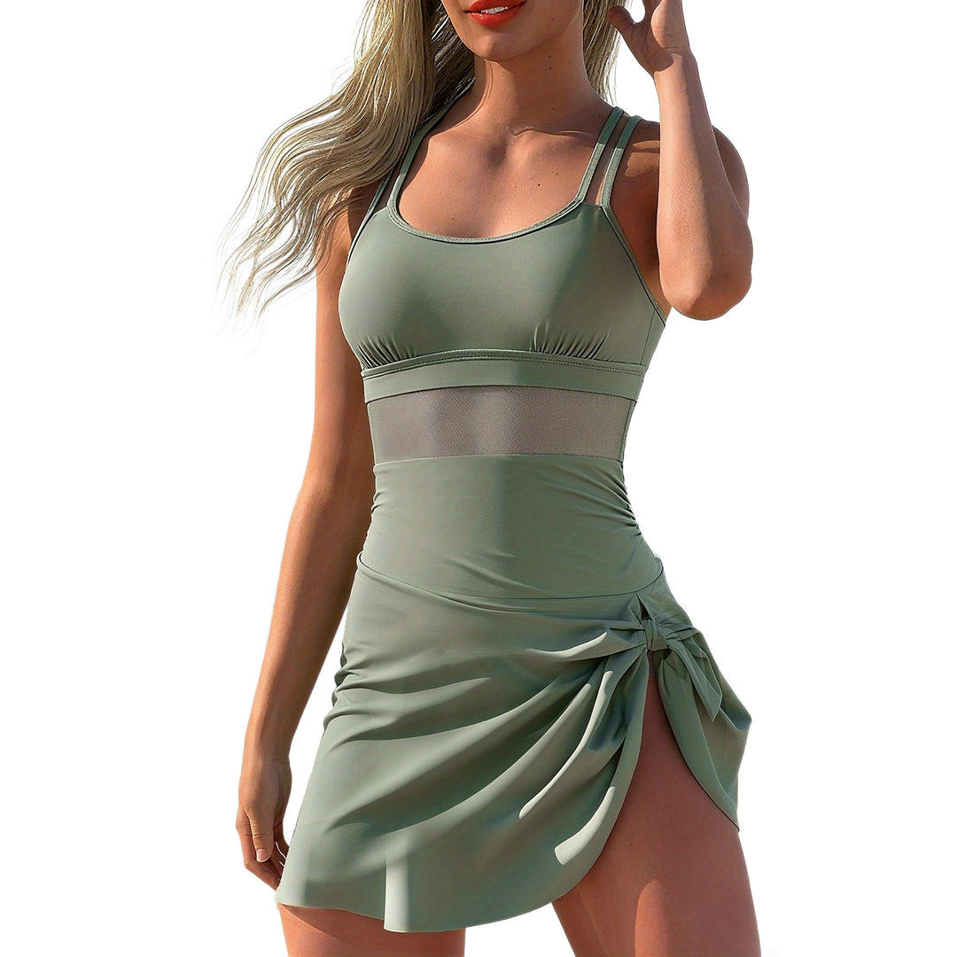Ladies sporty swimsuit with fashionable wrap skirt Mune Fashion