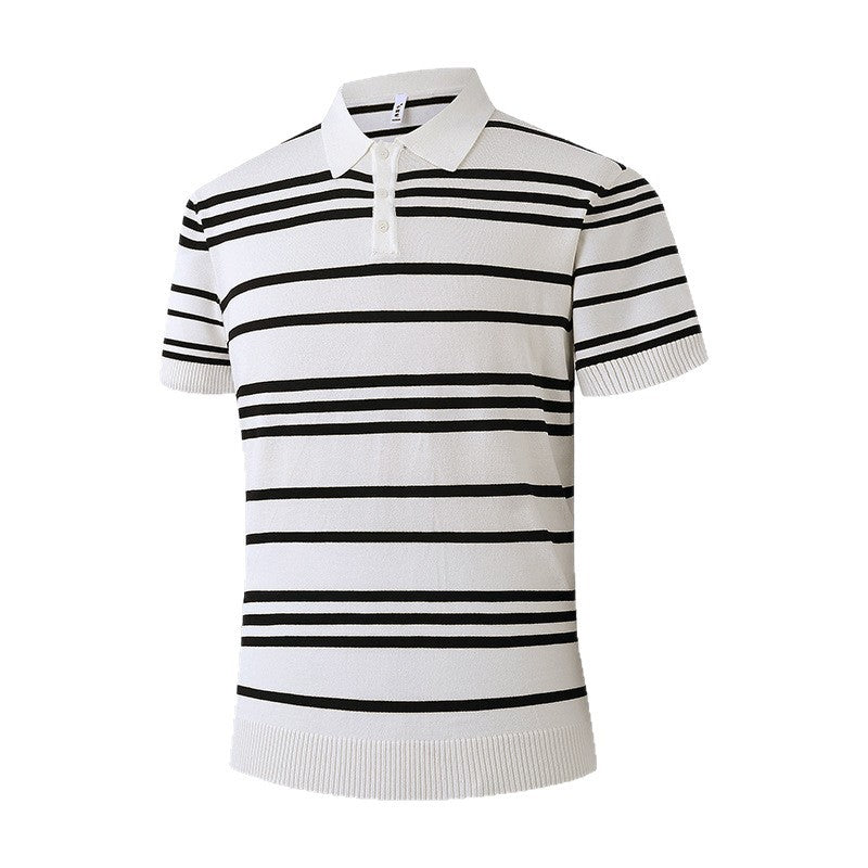 Men's Stylish Short-Sleeve Polo Shirt with Stripes Mune Fashion