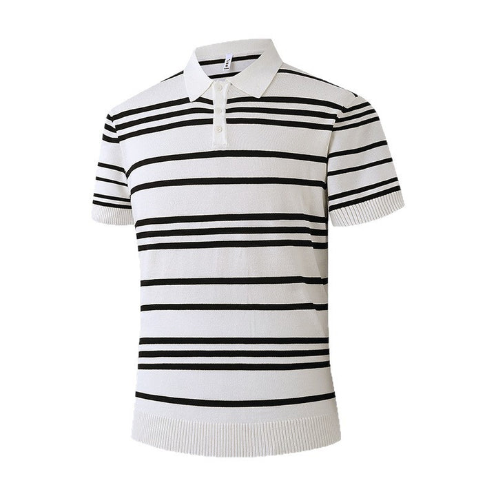 Men's Stylish Short-Sleeve Polo Shirt with Stripes Mune Fashion