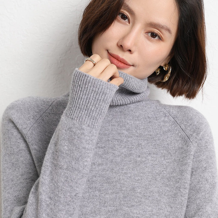Ladies Slim Turtleneck Sweater made of fine knit with raglan sleeves Mune Fashion