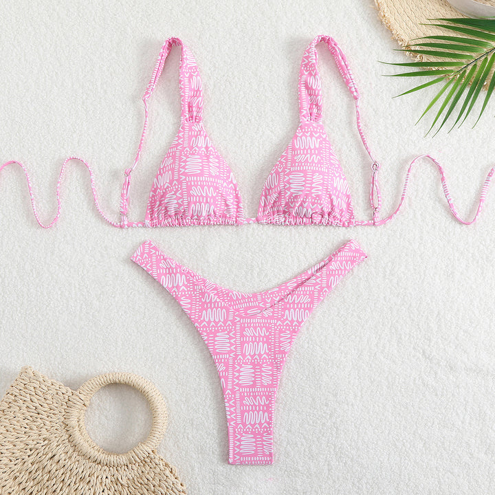 Women Triangle Bikini Set with adjustable straps and trendy pattern Mune Fashion