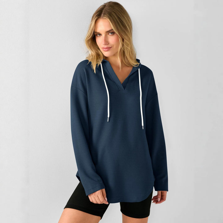 Women's Casual Hoodie with Waffle Texture Mune Fashion