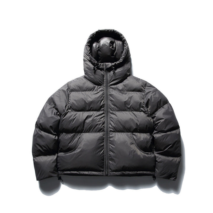 Unisex Short Boxy Puffer Jacket with Volume Hood, Water-Repellent Shell and Thermal Down Filling Mune Fashion