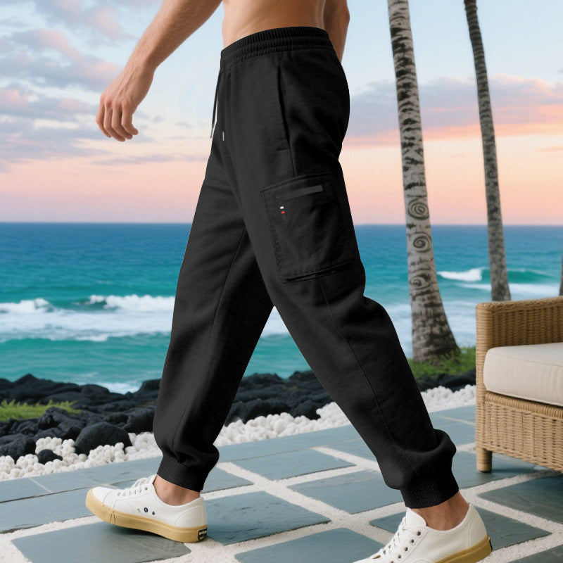 Men's casual joggers with cargo zip pocket, elastic waistband, and ribbed cuffs Mune Fashion
