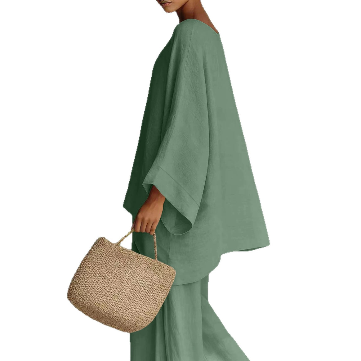 Women Casual Oversized Kaftan Top with Wide Palazzo Pants Mune Fashion