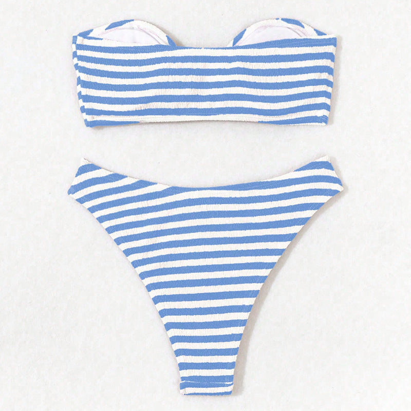 Women’s bandeau bikini with fashionable knot design and high-cut bottom Mune Fashion