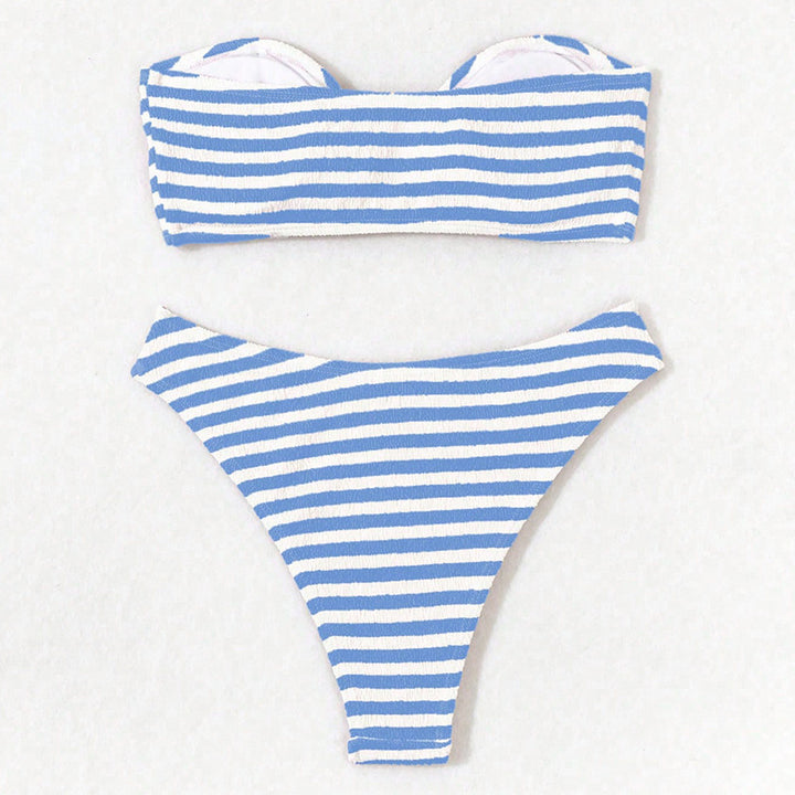 Women’s bandeau bikini with fashionable knot design and high-cut bottom Mune Fashion