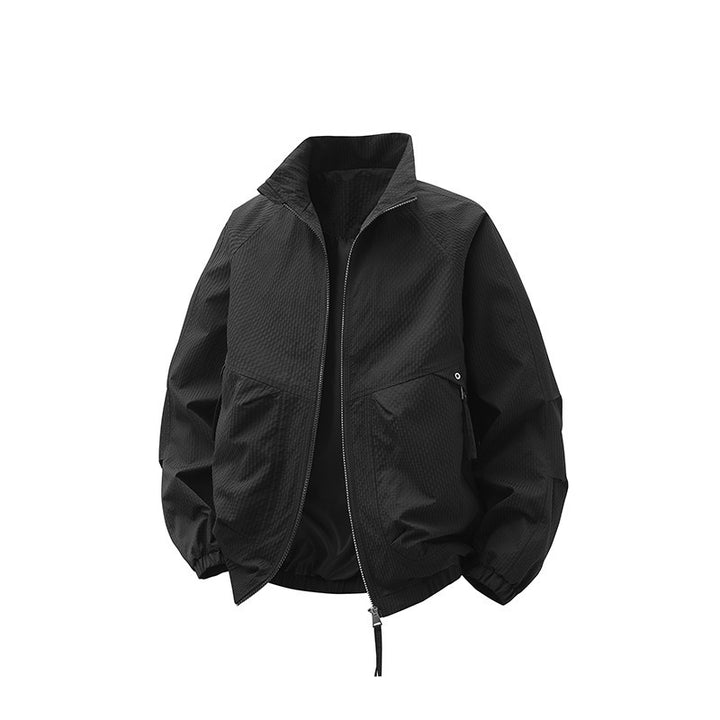 Men Lightweight Windbreaker with High Collar Mune Fashion