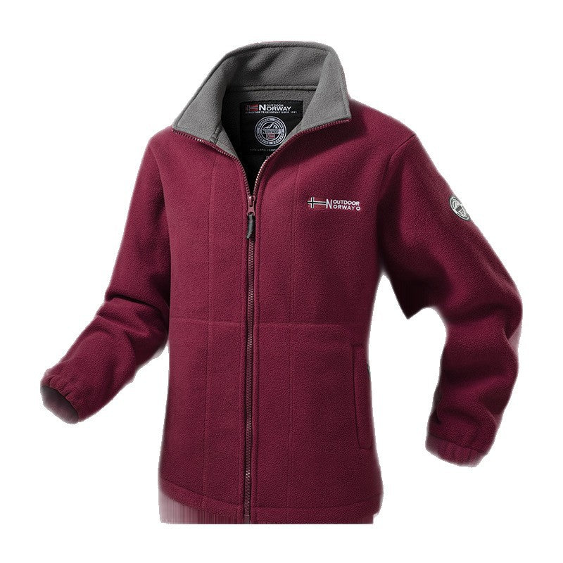 Women's fleece jacket with stand-up collar, wind-resistant structure & adjustable drawstring hem Mune Fashion