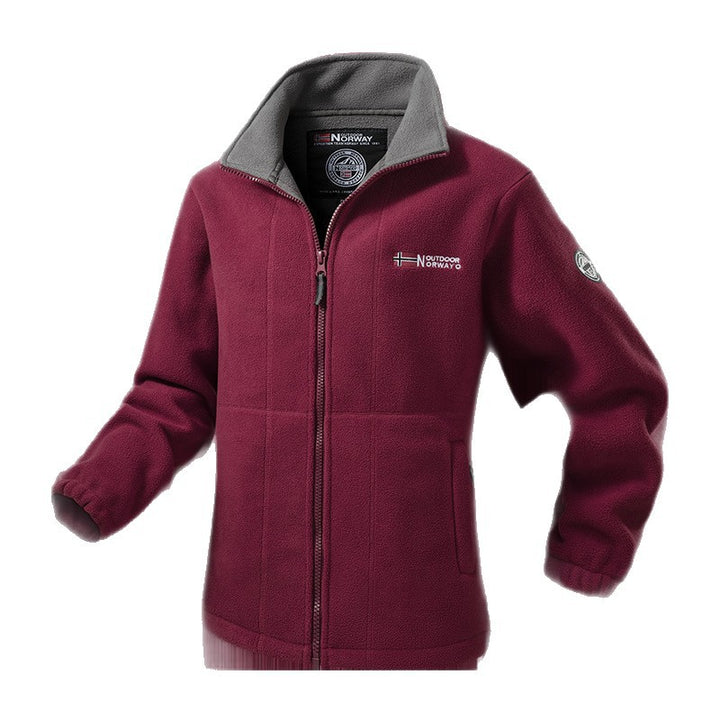Women's fleece jacket with stand-up collar, wind-resistant structure & adjustable drawstring hem Mune Fashion