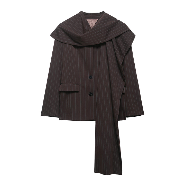 Ladies Blazer with oversized shawl collar and long tie Mune Fashion
