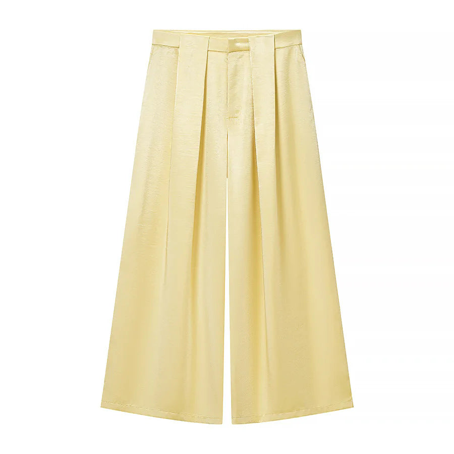 Women's elegant two-piece set with wrap blazer, figure-flattering tie belt, and wide palazzo pants Mune Fashion