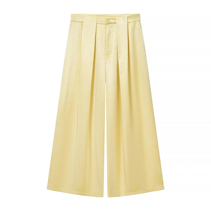 Women's elegant two-piece set with wrap blazer, figure-flattering tie belt, and wide palazzo pants Mune Fashion