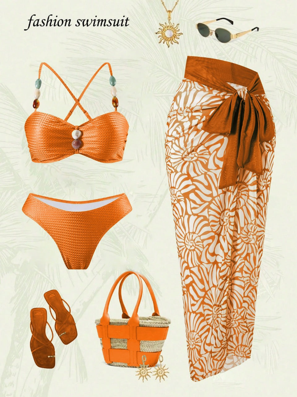 Ladies Elegant Beachwear with Floral Over Skirt Mune Fashion