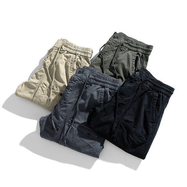 Herren Konisch geschnittene Utility-Cargohose mit Tunnelzugbund, Kniepaneelen und Knöchelbündchen Mune Fashion