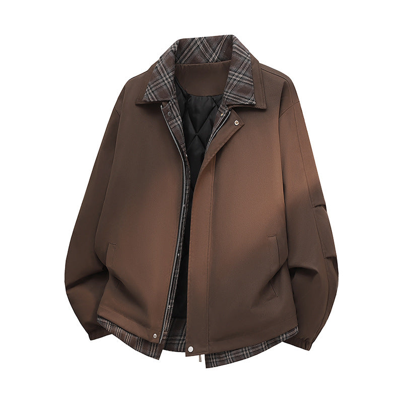 Men's Fashionable Transitional Jacket with Check Pattern Mune Fashion