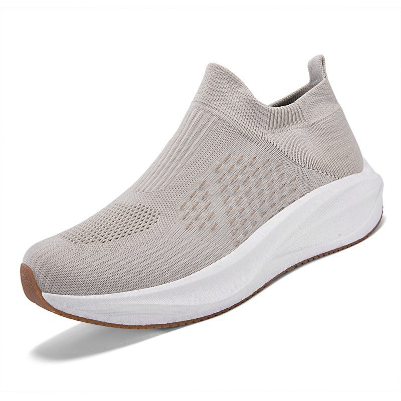 Women's knit slip-on sneaker with seamless elastic shaft and cushioning platform sole Mune Fashion