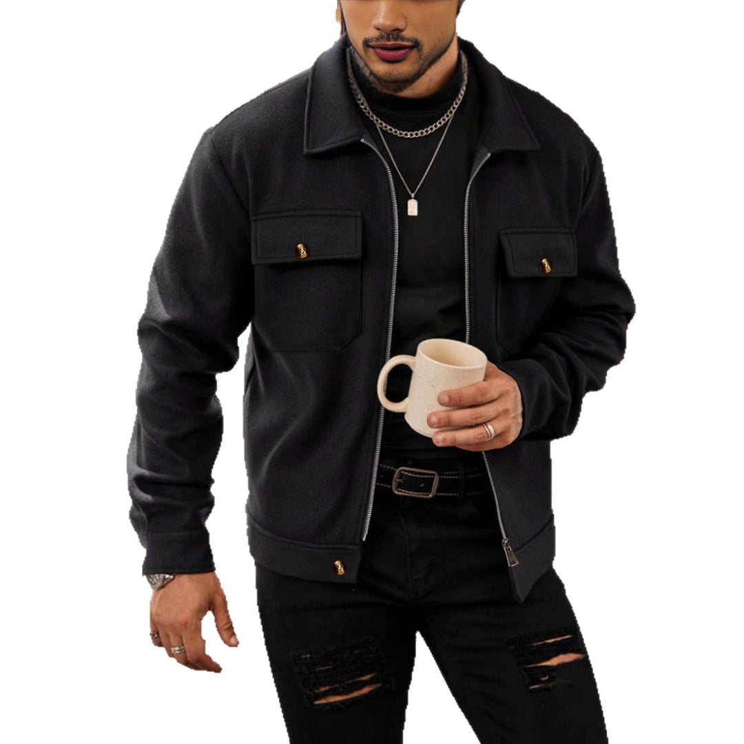 Men's CPO-inspired overshirt jacket with patch chest pockets and zipper Mune Fashion