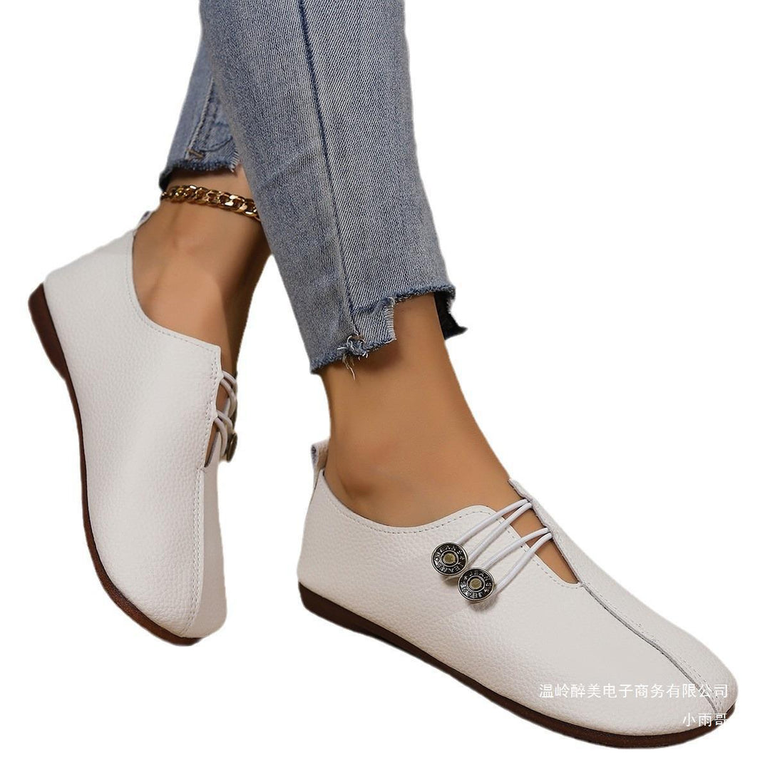 Women's slippers in soft leather look with elastic lacing and ergonomic comfort sole Mune Fashion